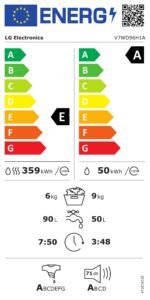 LG V7WD96H1A Waschtrockner, 9 kg Waschen, 6 kg Trocknen, 1400 U/min, Steam, WiFi – Bild 19