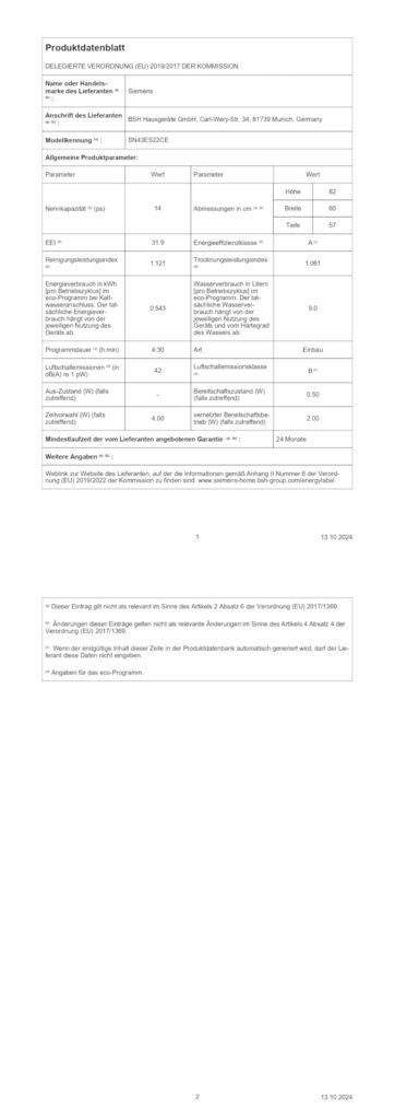 Siemens iQ300 SN43ES22CE Smarter Unterbau-Geschirrspüler, 60 cm, Edelstahl – Bild 26