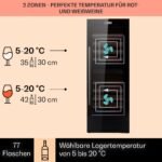 Klarstein 2-Zonen Weinkühlschrank, 77 Flaschen, 5–20 °C, Glastür, UV-Schutz – Bild 3