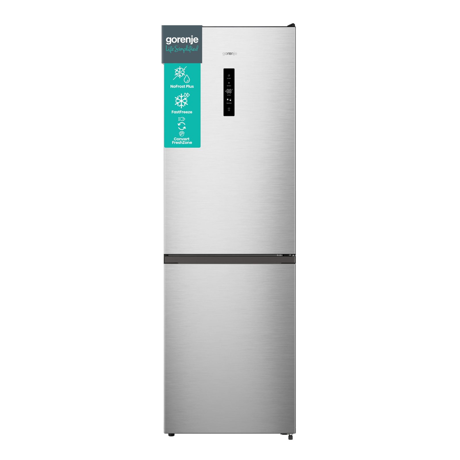 61tff5_DkEL Gorenje N 619EAXL4 Kühl-Gefrier-Kombination/ LED Display/ 186 cm/ 300 l/ NoFrostPLus/ Gemüsefach mit Feuchteregler/ FastFreeze/ edelstahl – Bild 1