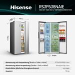 Hisense RS3P538NAIE Side-by-Side Kühl-Gefrierkombination, 527 L, No Frost, Grau – Bild 2